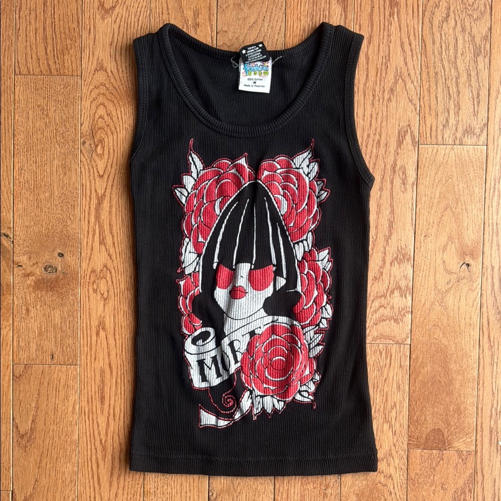 Too Fast Black Fitted Graphic Tank Top
